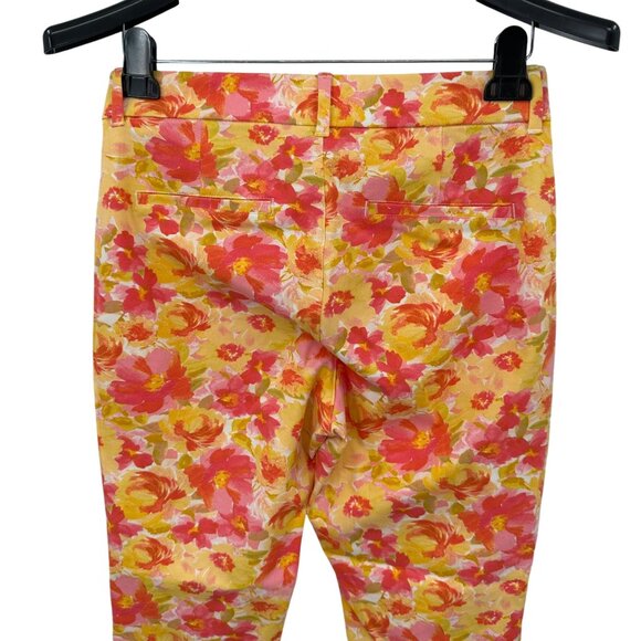 Old Navy Womens High-Rise Pixie Skinny Ankle Pants Pink Orange Floral Print 6 - Picture 6 of 9